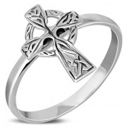 Celtic Cross Plain Sterling Silver Ring - rp570